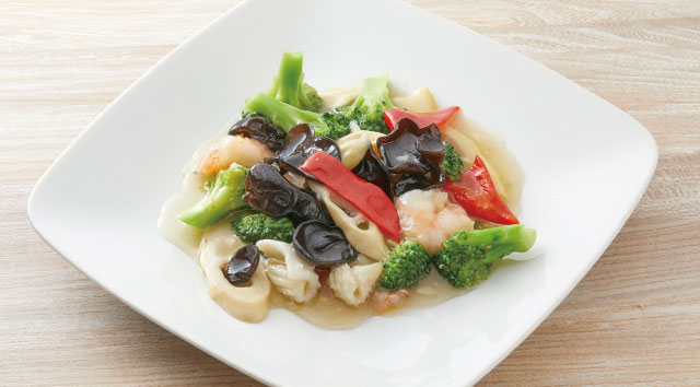 海老といかのブロッコリー炒め